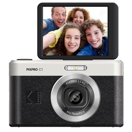 Kodak C1 compact camera, kantelbaar scherm, zwart