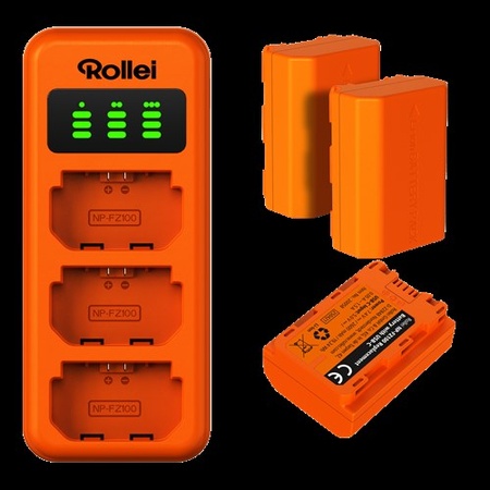 Rollei Charger Set NP-FZ100 – 3 accu's & lader