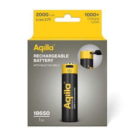 18650 batterij Oplaadbaar Aqiila USB-C 2000 mAh Li-Ion 3,7V