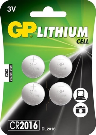 CR2016 GP Lithium knoopcel 3V 4 stuks