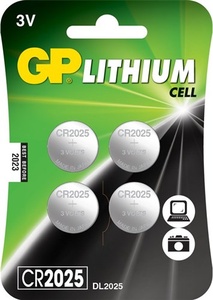 CR2025 GP Lithium knoopcel 3V 4 stuks