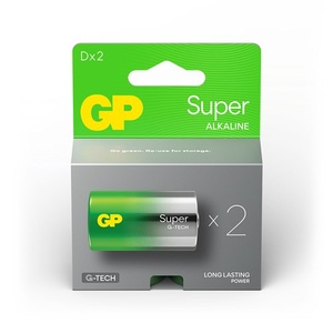 D Mono batterij GP Alkaline Super 1,5V 2 stuks