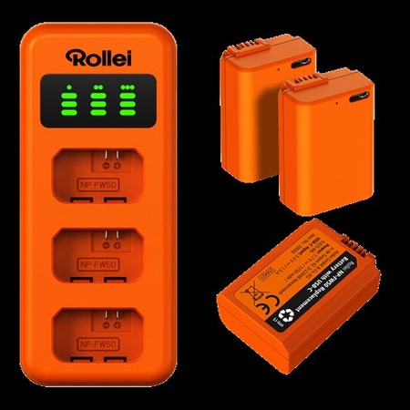 Rollei Charger Set NP-FW50 – 3 accu's & lader