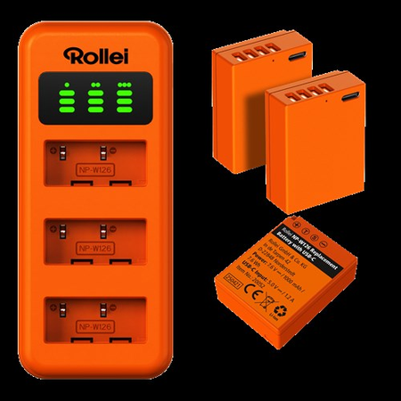 Rollei Charger Set NP-W126 – 3 accu's & lader