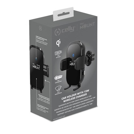 Universal Car Holder / wireless charger 15W, zwart